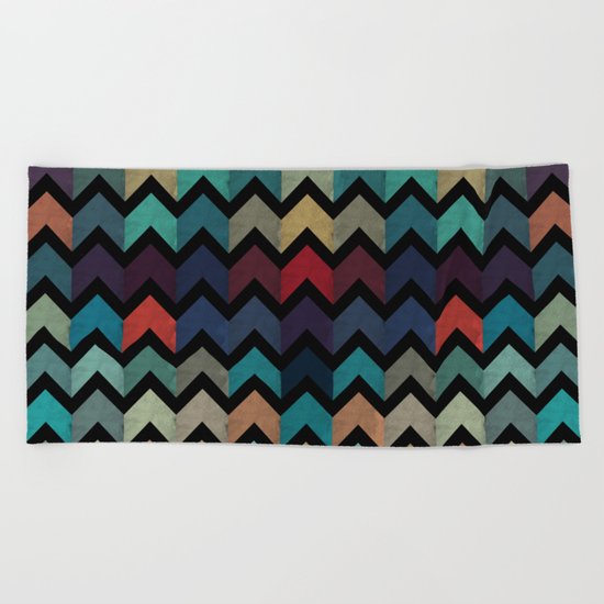 Colorful Chevron Pattern Beach Towel