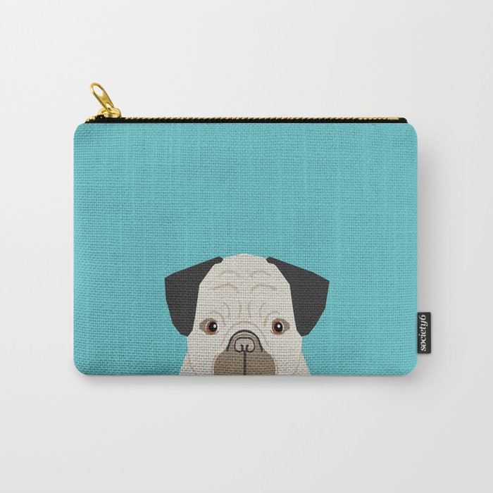 Dylan - Pug cute gift ideas for pug owners dog lover gifts and cell phone case with pug illustration Carry-All Pouch