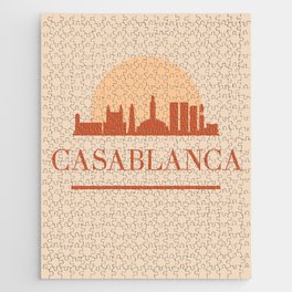 CASABLANCA MOROCCO CITY SKYLINE EARTH TONES Jigsaw Puzzle