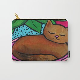 Cat Nap Carry-All Pouch | Kitten, Nap, Kitty, Pathos, Acrylic, Bed, Plant, Painting, Pet, Cat 