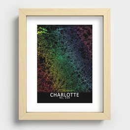 Charlotte NC USA Rainbow City Map Recessed Framed Print