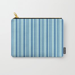 [ Thumbnail: Blue and Powder Blue Colored Striped Pattern Carry-All Pouch ]