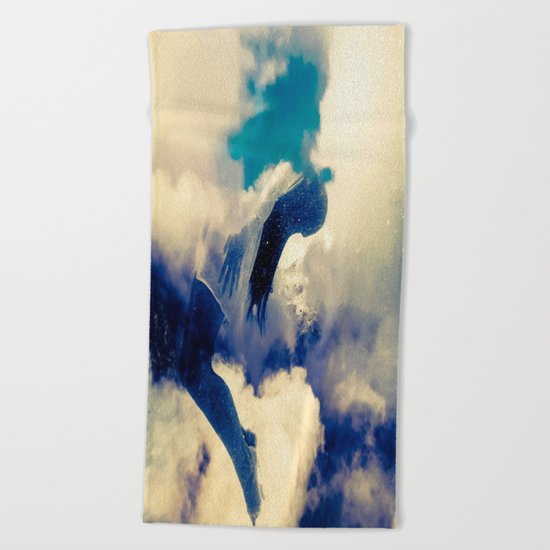 Woman and sky Beach Towel