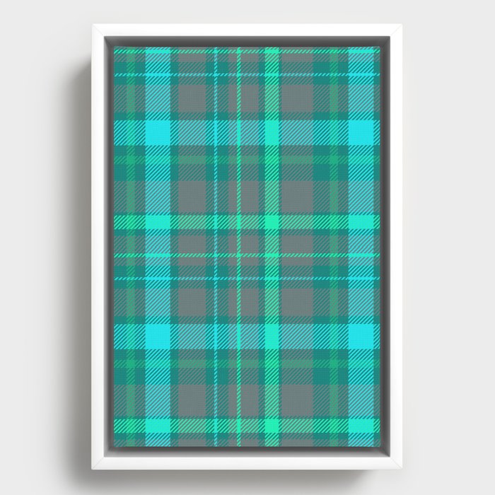 Grey and Blue Tartan Framed Canvas