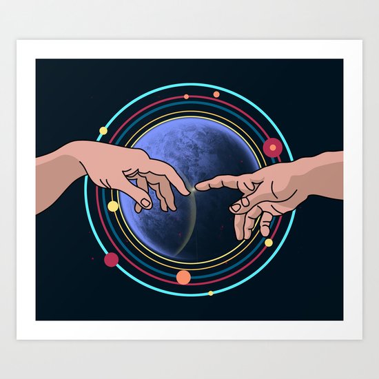 Michelangelo space blue Art Print