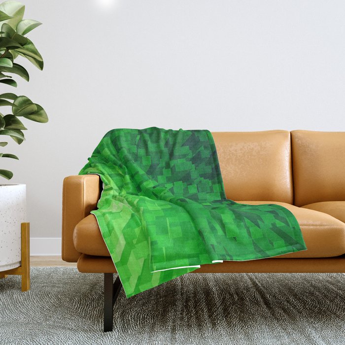 Green Pixelated Pattern Throw Blanket