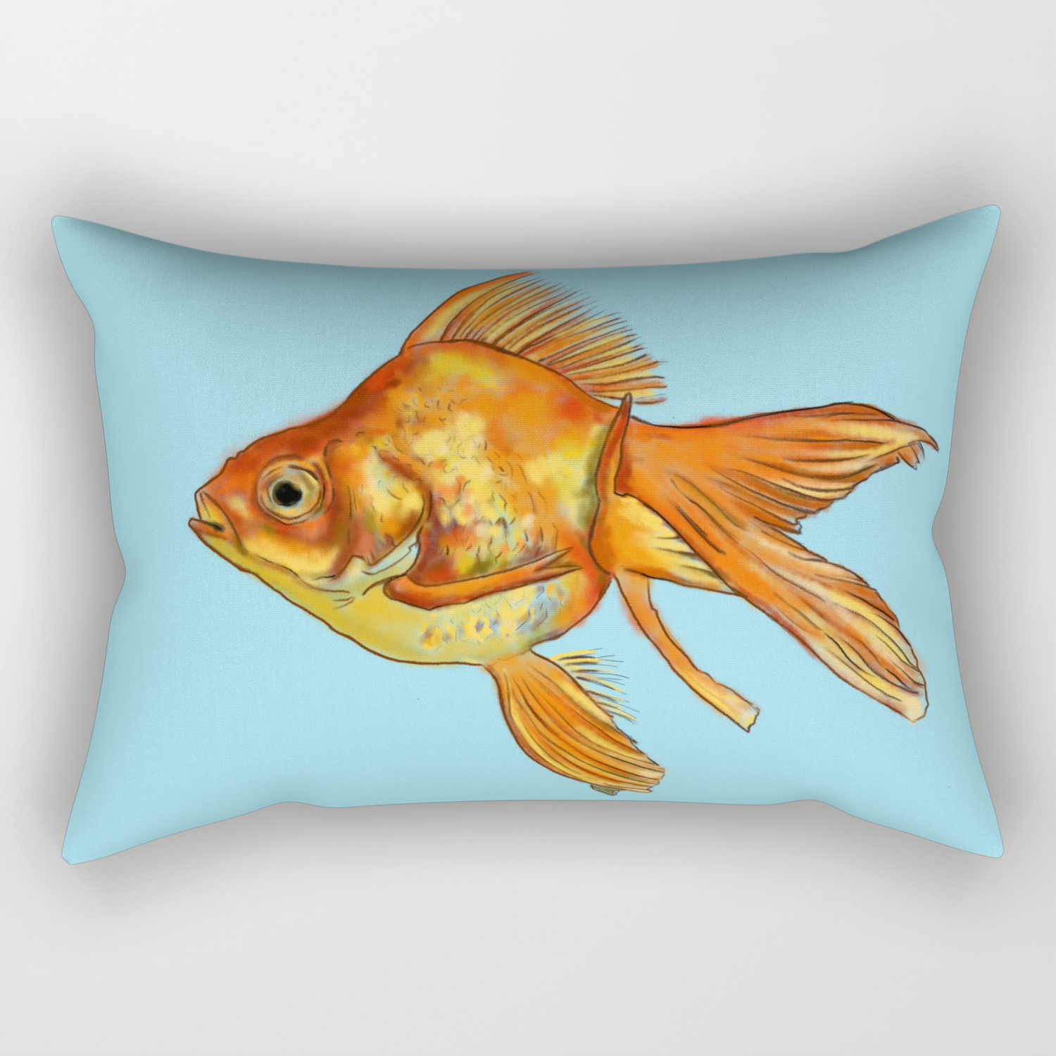 Gold Fish Painting Wall Art Rectangular Pillow By Idillard Society6