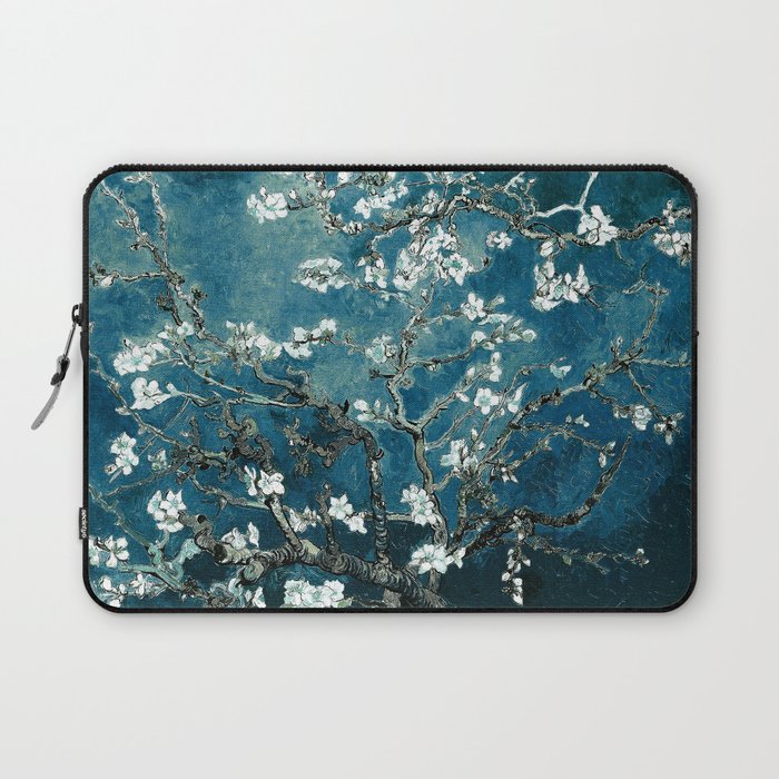 Van Gogh Almond Blossoms Dark Teal Laptop Sleeve by