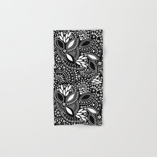 Placer of white beads on a black background . Hand & Bath Towel