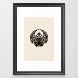 Scarab Amulet Ancient Egypt | Fine Art pencil drawing | Black White Sand Beige insect Framed Art Print