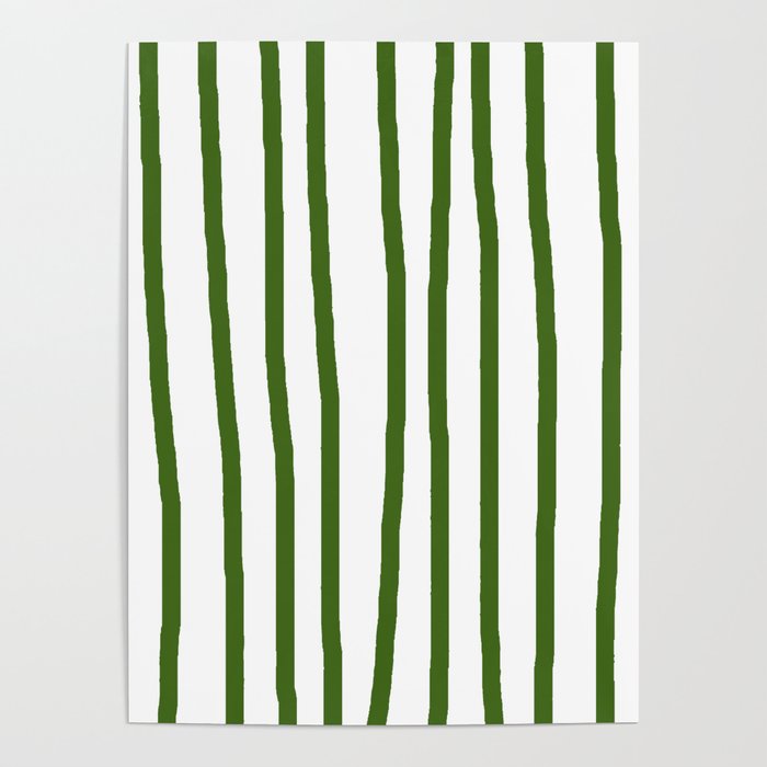 Simply Drawn Vertical Stripes in Jungle Green Poster