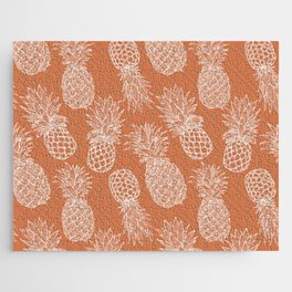 Fresh Pineapples Peach & White Jigsaw Puzzle