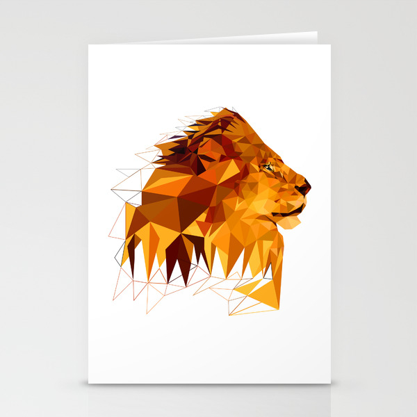 Geometric Lion Wild animals Big cat Low poly art Brown and Yellow  Stationery Cards by peraboom | Society6