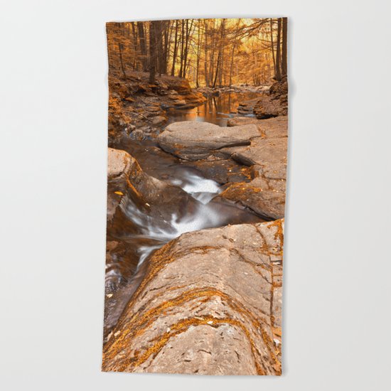 Worlds End Forest Stream - Gold Rapture Beach Towel