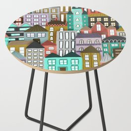 Rows Full of Houses Illustration Side Table