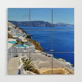 Santorini, Greece, Cobalt Blue Sea, Ocean Views Wood Wall Art
