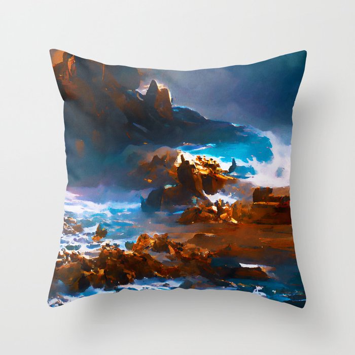 Stormy Ocean Throw Pillow