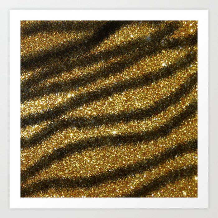 Gold And Black Glitter Zebra Magic Collection Art Print