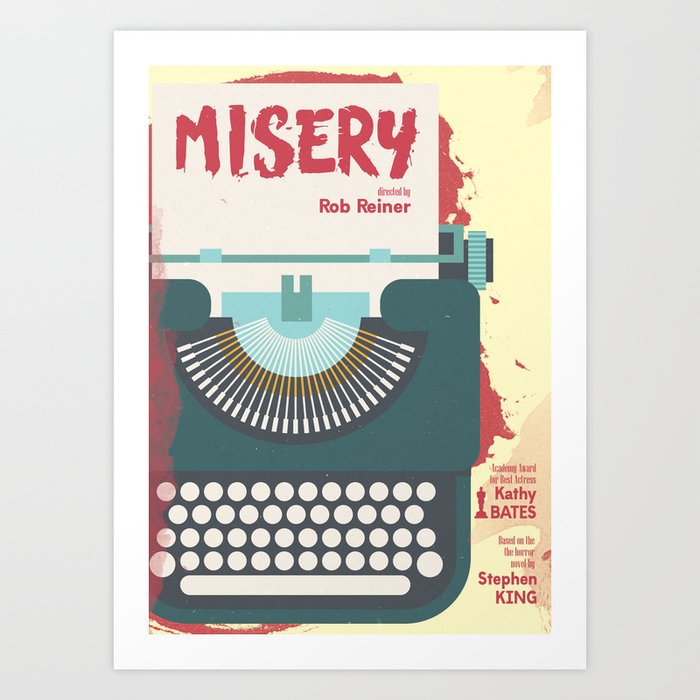 Misery, Horror, Movie Illustration, Stephen King, Kathy Bates, Rob Reiner, Classic book, cover Art Print
