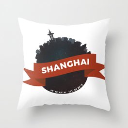 Shanghai China City Skyline Planet Throw Pillow