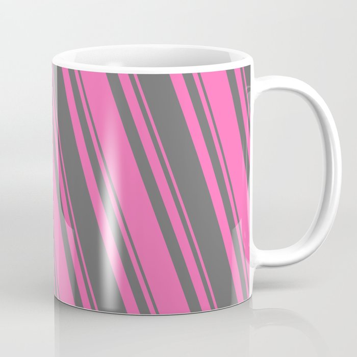Hot Pink and Dim Grey Colored Pattern of Stripes Coffee Mug