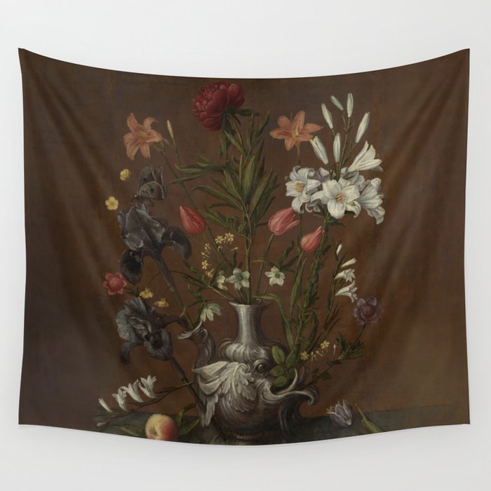 Flowers in a Grotesque Vase - Orsola Maddalena Caccia - 1635 Wall Tapestry