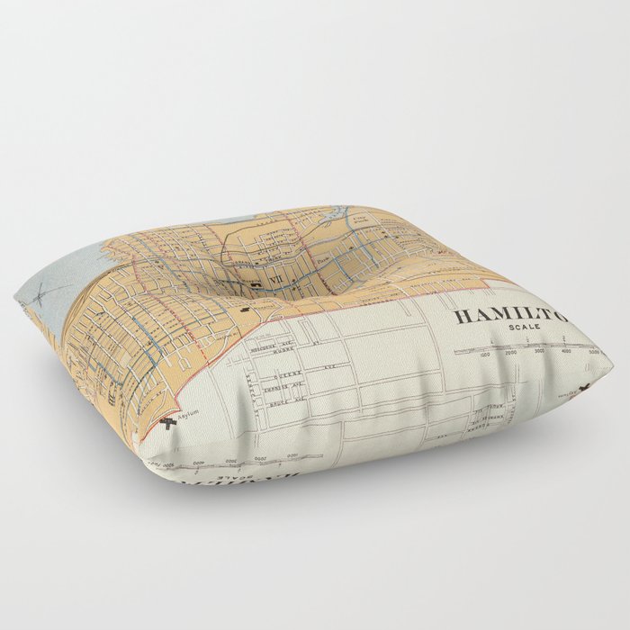1915 Vintage Map of Hamilton, Ontario Floor Pillow