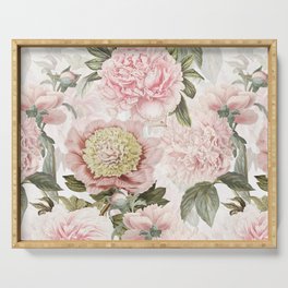 Vintage & Shabby Chic - Antique Pink Peony Flowers Garden Serving Tray