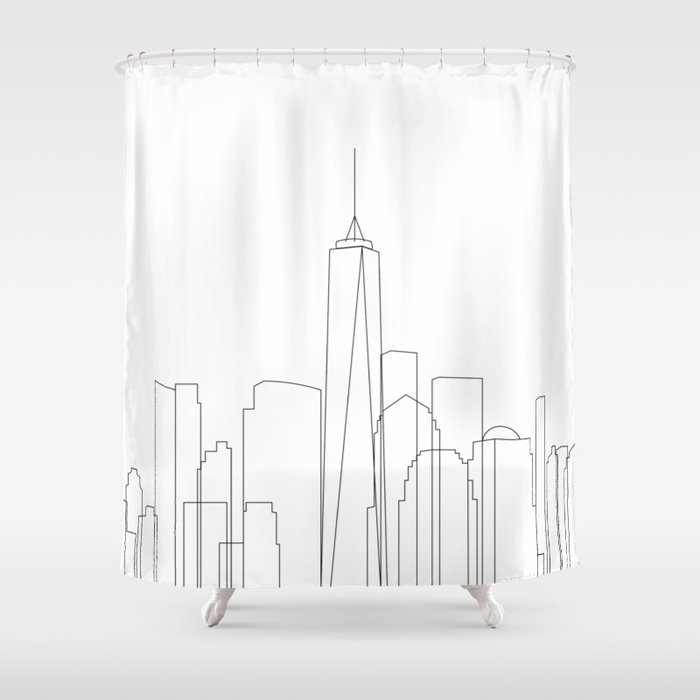 New York City Skyline Outline Shower Curtain