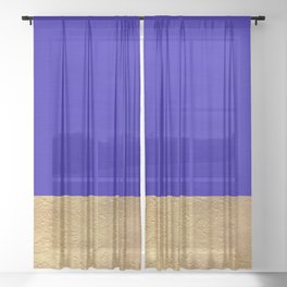 Color Blocked Gold & Cerulean Sheer Curtain