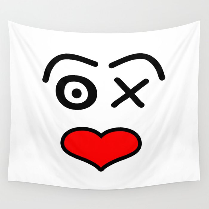 Love face heart Wall Tapestry
