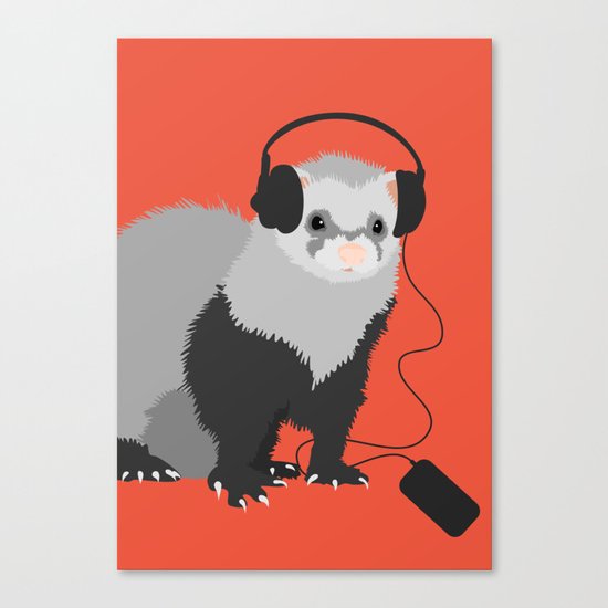 Music Loving Ferret Canvas Print