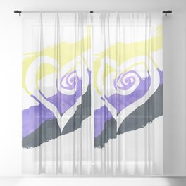 Nonbinary heart - LGBTQ love flag Sheer Curtain