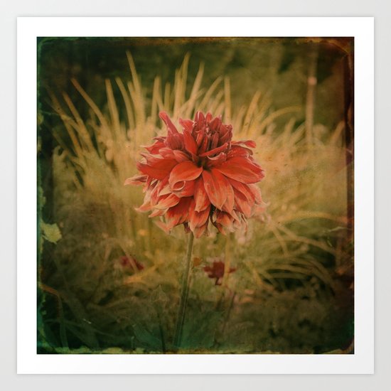 Hand painted vintage flower Art Print