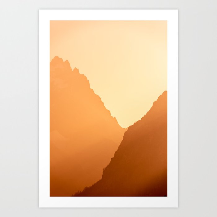 Grand Teton Mountains Jackson, Wyoming Orange Art Print