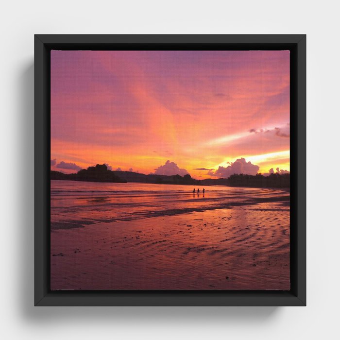 Ocean Beach Sunset Framed Canvas