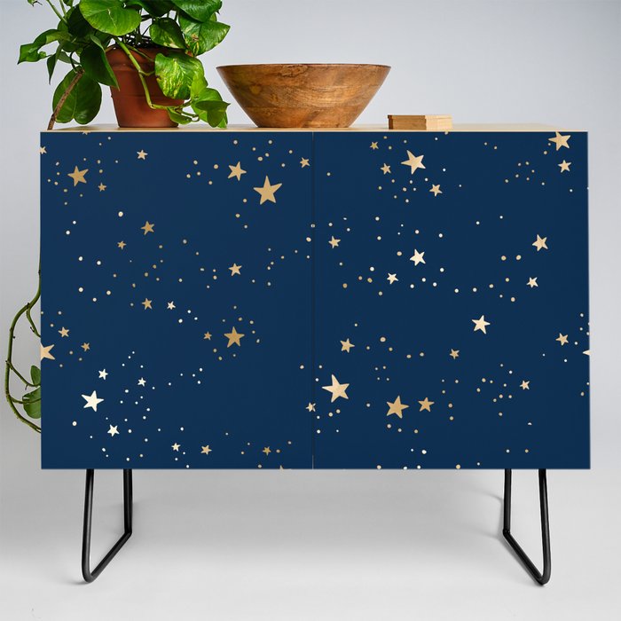 Magical Midnight Blue Starry Night Sky Credenza