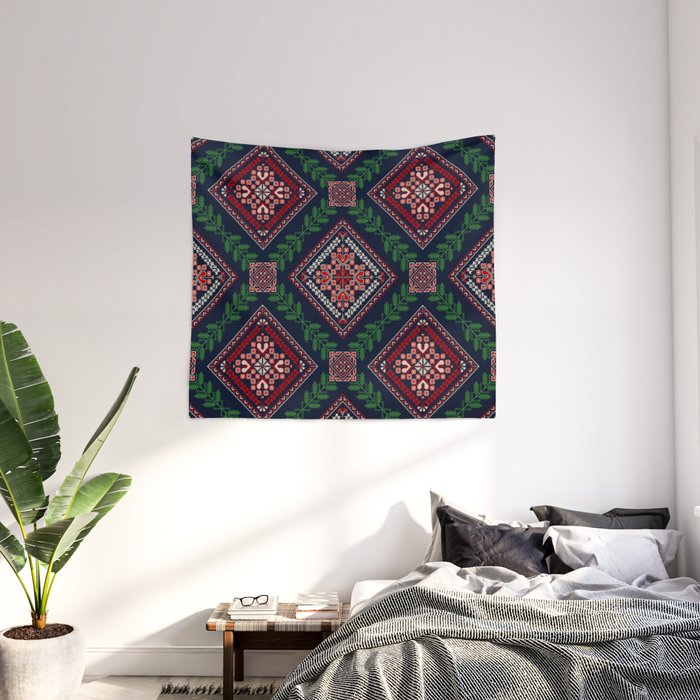 Romanian traditional pattern Wall Tapestry by Rceeh Society6