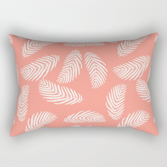 Palm trees pastel pink tropical minimal ocean seaside socal beach life pattern Rectangular Pillow