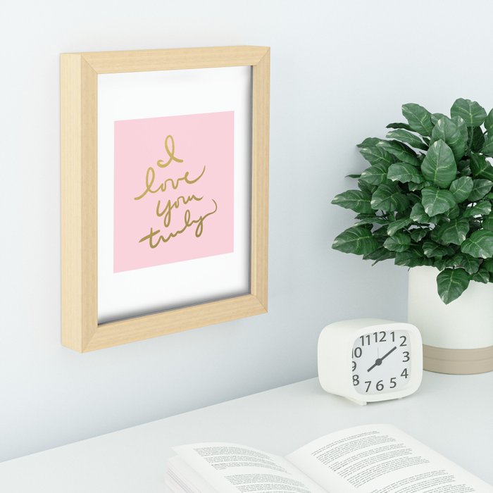 Society6 iPhone4/4S,5用 Fantasy by Lisa Argyropoulos I Love You Truly (pink) Recessed Framed Print by Lisa