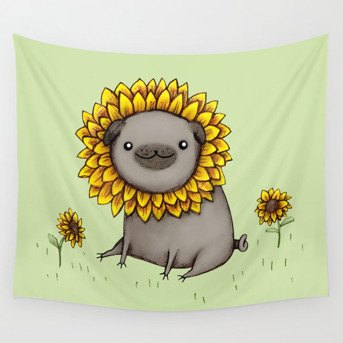 Pugflower Wall Tapestry