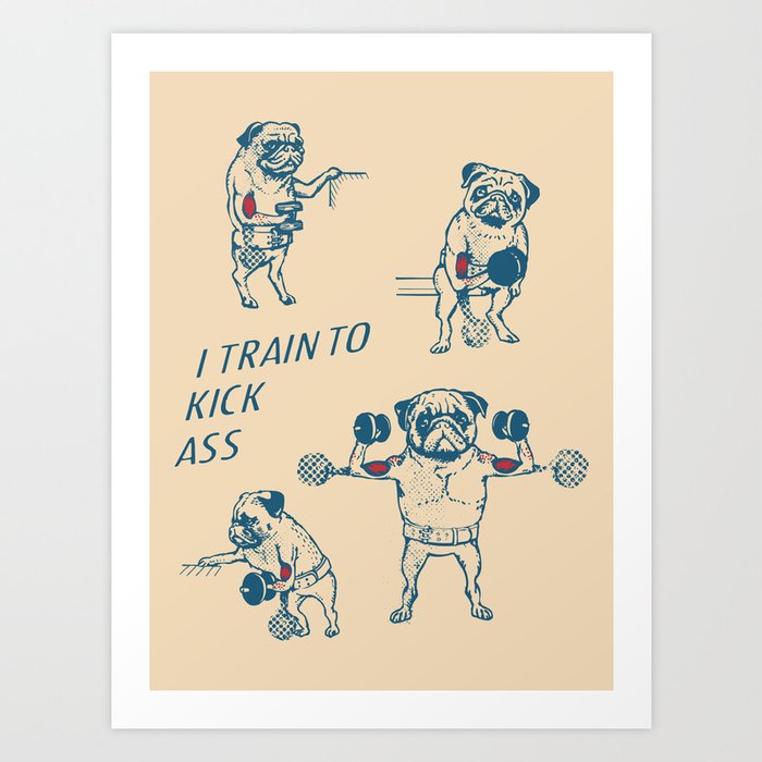 Pug Workout Art Print