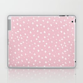 Stars and dots - pink and white Laptop Skin