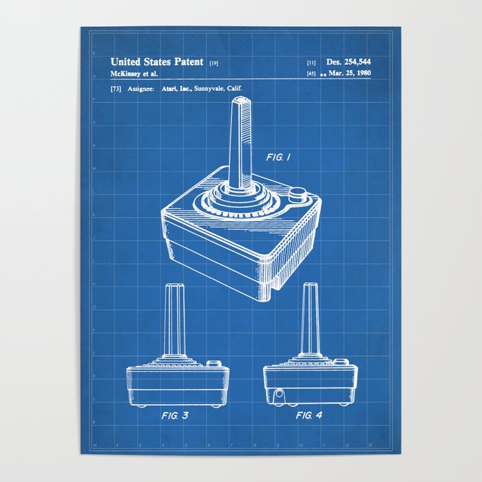 Joystick Patent Retro Gamer Gaming Streamer Art Blueprint Poster by
