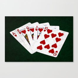 Poker Royal Flush Hearts Canvas Print