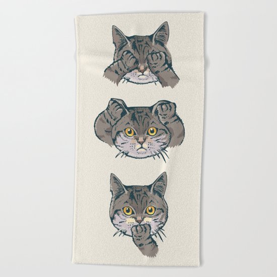 No Evil Cat Beach Towel