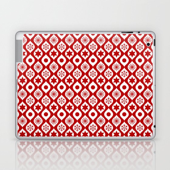 Red Retro Christmas Pattern Laptop & iPad Skin