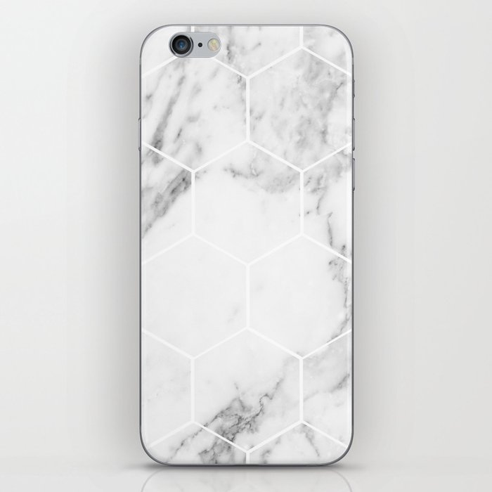 White marble hexagonal beehive iPhone Skin