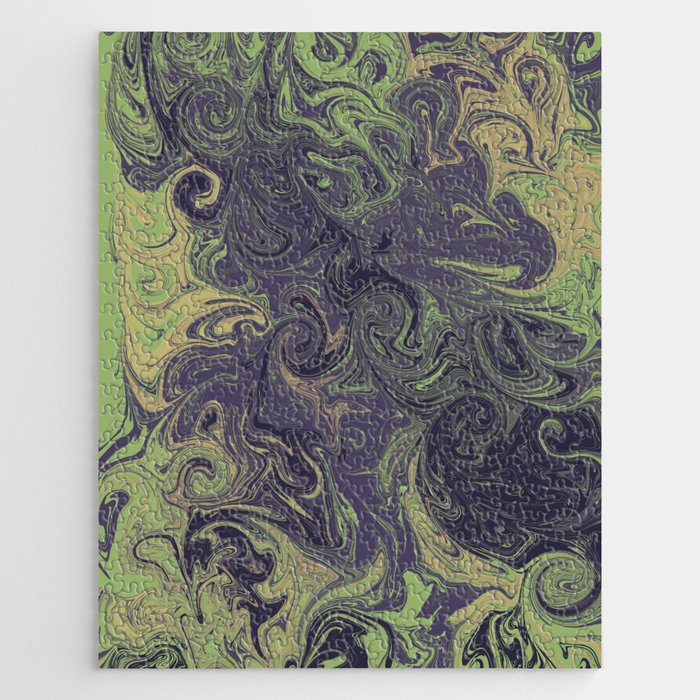 Mint Chocolate Deluxe Jigsaw Puzzle | Painting, Digital, Pattern, Marble, Marbling, Spoonie, Manchester, Abstract
