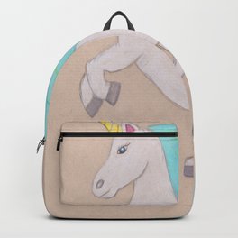 unicorn Backpack | Blue, Unicron, Magic, Kids, Horn, White, Children, Animal, Magical, Colored Pencil 